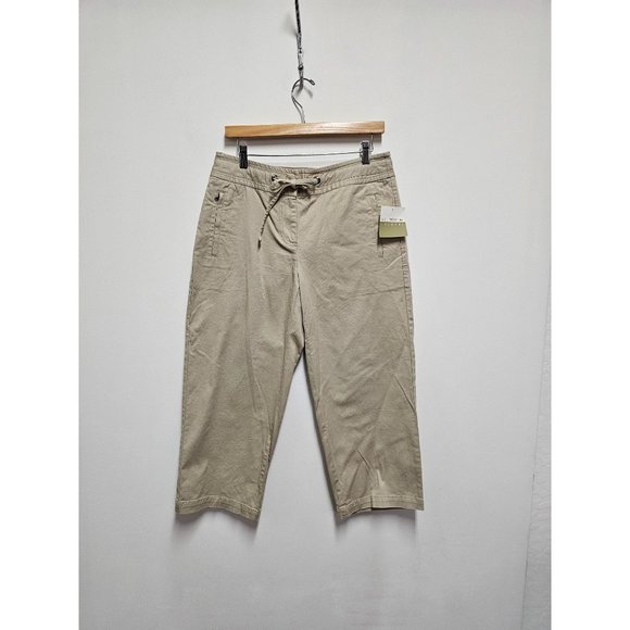 Liz Claiborne Lizwear NWT Flap Pocket Tie Waist Crop Pants Size 10 - Picture 1 of 6
